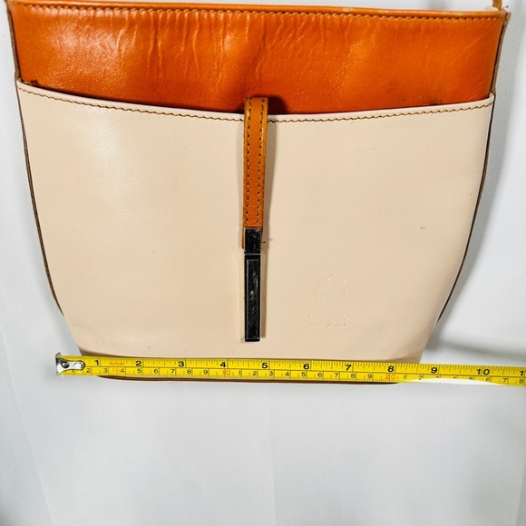 Vera Pelle Italian Leather Crossbody Cream Tan Two-Tone Minimalist Quiet Luxury - Picture 4 of 11